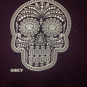 OBEY Cropped Hoodie Glow in the Dark Skull